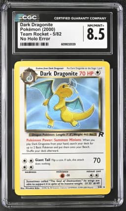 2000 #5 Dark Dragonite CGC 8.5 Team Rocket - Unlimited - English