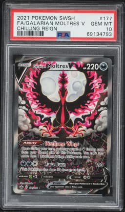 2021 #177 Full Art/Galarian Moltres V PSA 10 Sword & Shield Chilling Reign Pokemon