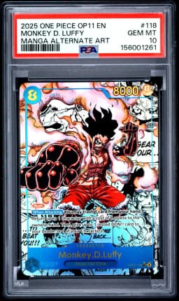 2025 #118 Monkey D. Luffy PSA 10 One Piece OP11-A Fist of Divine Speed