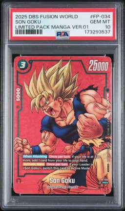 2025 #FP-034 Son Goku PSA 10 Dragon Ball Super Card Game Fusion World Limited Pack Manga Version 01