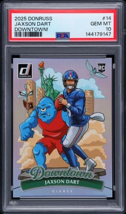 2025 #14 Jaxson Dart PSA 10 Panini Donruss Downtown! Football