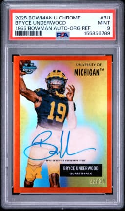 2025 #BU Bryce Underwood PSA 9 Bowman University Chrome 1955 Bowman Autographs