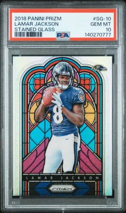 2018 #SG-10 Lamar Jackson PSA 10 Panini Prizm Stained Glass Football