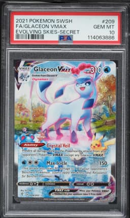 2021 #209 Full Art/Glaceon Vmax PSA 10 Sword & Shield Evolving Skies Pokemon