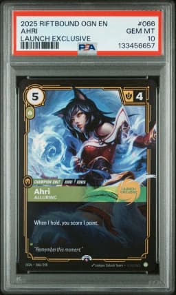 2025 #066 Ahri - Alluring PSA 10 Riftbound: League of Legends Ogn-Origins