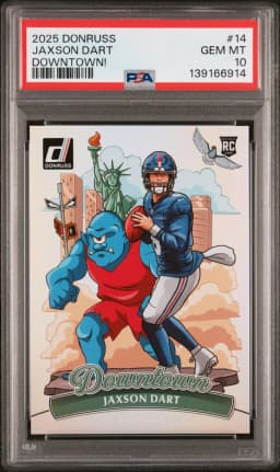 2025 #14 Jaxson Dart PSA 10 Panini Donruss Downtown! Football