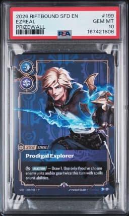 2026 #199 Ezreal - Prodigal Explorer PSA 10 Riftbound: League of Legends Sfd-Spiritforged Plated Legends