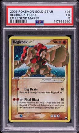 2006 #91 Regirock Gold Star PSA 5 Pokemon EX Legend Maker Holo