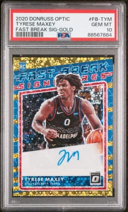 2020 #FB-TYM Tyrese Maxey PSA 10 Panini Donruss Optic Fast Break Signatures