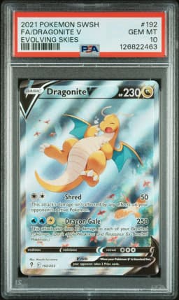 2021 #192 Full Art/Dragonite V PSA 10 Sword & Shield Evolving Skies