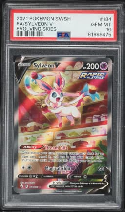 2021 #184 Full Art/Sylveon V PSA 10 Sword & Shield Evolving Skies Pokemon