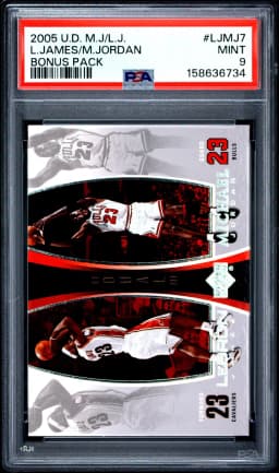 2005 #LJMJ7 LeBron James/Michael Jordan PSA 9 Upper Deck MJ/LJ Bonus Pack