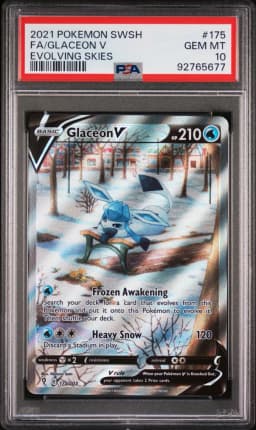 2021 #175 Full Art/Glaceon V PSA 10 Sword & Shield Evolving Skies