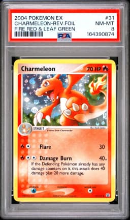2004 #31 Charmeleon-Reverse Foil PSA 8 EX Fire Red & Leaf Green