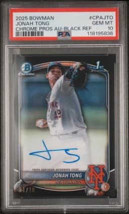 2025 #CPAJTO Jonah Tong PSA 10 Bowman Chrome Prospect Autographs