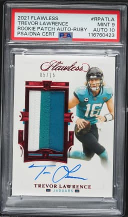 2021 #RPATLA Trevor Lawrence PSA 9 Panini Flawless Rookie Patch Autograph Football