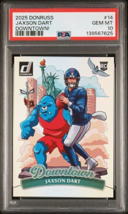 2025 #14 Jaxson Dart PSA 10 Panini Donruss Downtown! Football