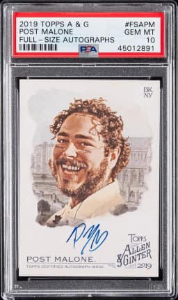 2019 #FSAPM Post Malone PSA 10 Topps Allen & Ginter Non-Baseball Full-Size Autographs Baseball