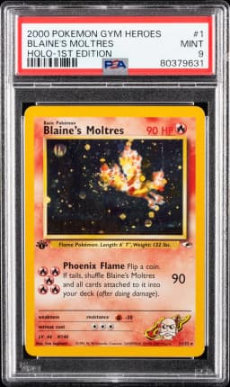 2000 #1 Blaine's Moltres Holo-1st Edition PSA 9 Gym Heroes Pokemon