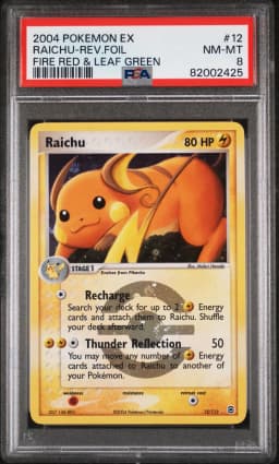 2004 #12 Raichu-Reverse Foil PSA 8 EX Fire Red & Leaf Green
