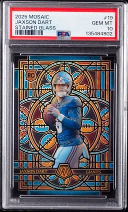 2025 #19 Jaxson Dart PSA 10 Panini Mosaic Stained Glass Football