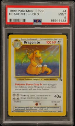 1999 #4 Dragonite-Holo PSA 9 Fossil