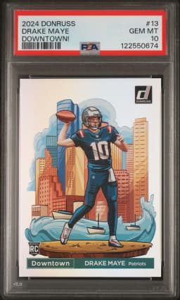 2024 #13 Drake Maye PSA 10 Panini Donruss Downtown!