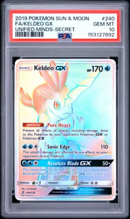 2019 #240 Full Art/Keldeo GX PSA 10 Sun & Moon Unified Minds