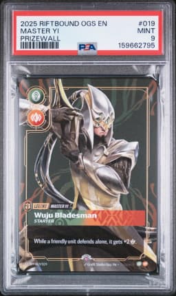 2025 #019 Master YI - Wuju Bladesman PSA 9 Riftbound: League of Legends Ogs-Origins Proving Grounds Plated Legends