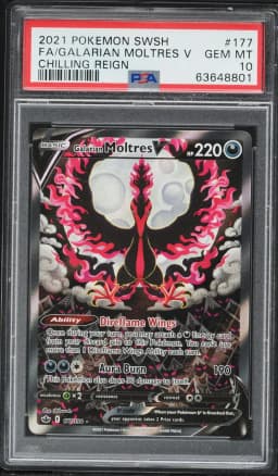 2021 #177 Full Art/Galarian Moltres V PSA 10 Sword & Shield Chilling Reign Pokemon