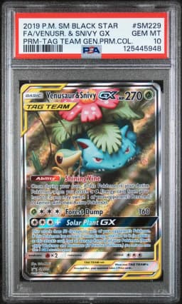 2019 #SM229 Full Art/Venusaur & Snivy GX PSA 10 Sun & Moon Black Star Promos