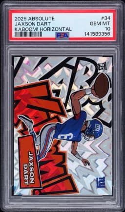 2025 #34 Jaxson Dart PSA 10 Panini Absolute Kaboom! Horizontal Football