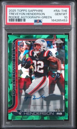 2025 #RA-THE Treveyon Henderson PSA 10 Topps Chrome Sapphire Edition Rookie Autographs