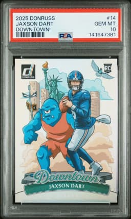 2025 #14 Jaxson Dart PSA 10 Panini Donruss Downtown! Football