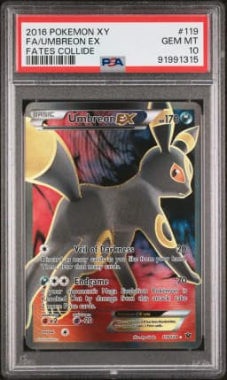 2016 #119 Full Art/Umbreon EX PSA 10 XY Fates Collide