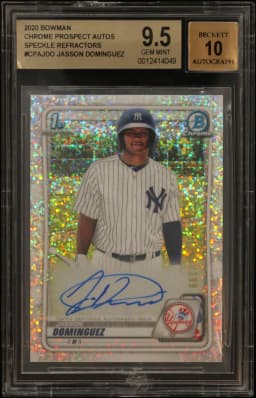 2020 #CPAJDO Jasson Dominguez BGS 9.5 Bowman Chrome Prospect Autographs Speckle Refractors