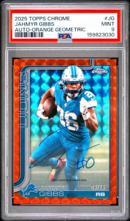 2025 #JG Jahmyr Gibbs PSA 9 Topps Chrome Autographs