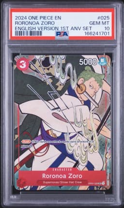 2024 #025 Roronoa Zoro PSA 10 One Piece English Version 1st Anniversary Set