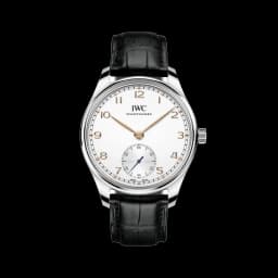 IWC Portugieser Automatic 40mm - Silver w/ Black Accents on Leather Strap