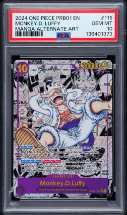 2024 #119 Monkey D. Luffy PSA 10 One Piece PRB01-Premium Booster -One Piece Card the Best-