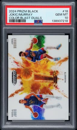2024 #18 Jamal Murray/Nikola Jokic PSA 10 Panini Prizm Black Color Blast Duals Basketball