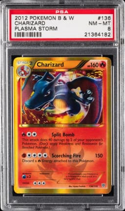 2013 #136 Charizard PSA 8 Black & White Plasma Storm Pokemon