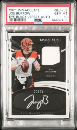 2021 #IEJ-JB Joe Burrow PSA 10 Panini Immaculate Collection Eye Black Jersey Autographs