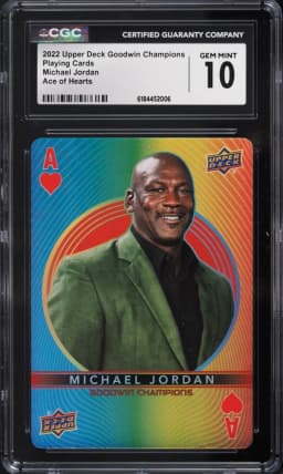 2022 Upper Deck Goodwin Champions Playing Cards Ace Of Hearts Michael Jordan CGC 10 GEM MINT