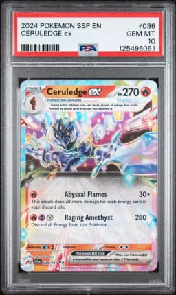 2024 #036 Ceruledge EX PSA 10 Ssp EN-Surging Sparks