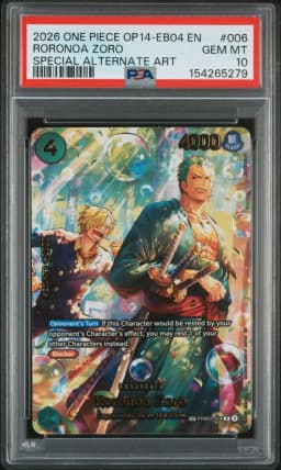 2026 #006 Roronoa Zoro PSA 10 One Piece OP14-EB04-the Azure Sea's Seven