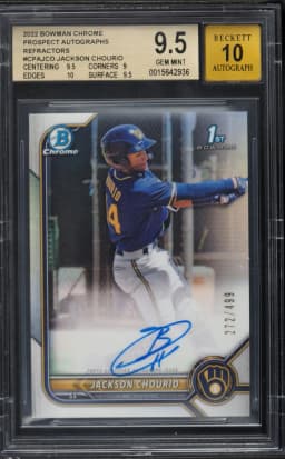 2022 #CPAJCO Jackson Chourio BGS 9.5 Bowman Chrome Prospect Autographs Baseball