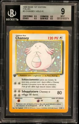 1999 #3 Chansey HOLO R BGS 9 Base 1st Edition Italian