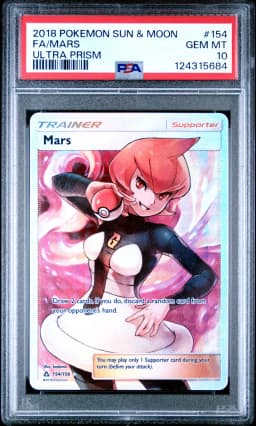 2018 #154 Full Art/Mars PSA 10 Sun & Moon Ultra Prism