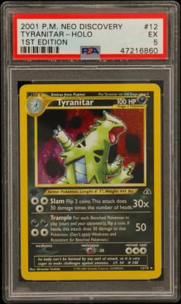 2001 #12 Tyranitar-Holo 1st Edition PSA 5 Neo Discovery